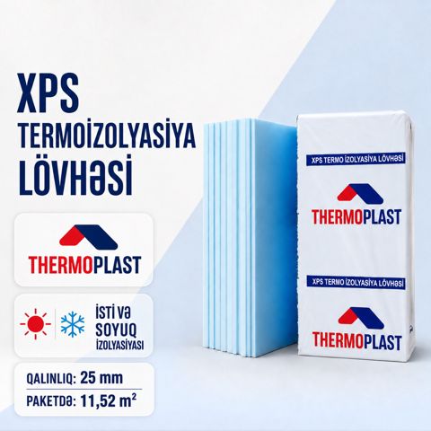 Thermoplast XPS izolyasiya lövhəsi 25 mm — 11.52 m² — Bakı