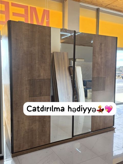 Aynur modeli – sürgülü qapılı dolab - Material: taxta teksturalı — Bakı