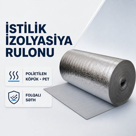 PET istilik izolyasiya polietilen köpük rulon 50 metr — Bakı