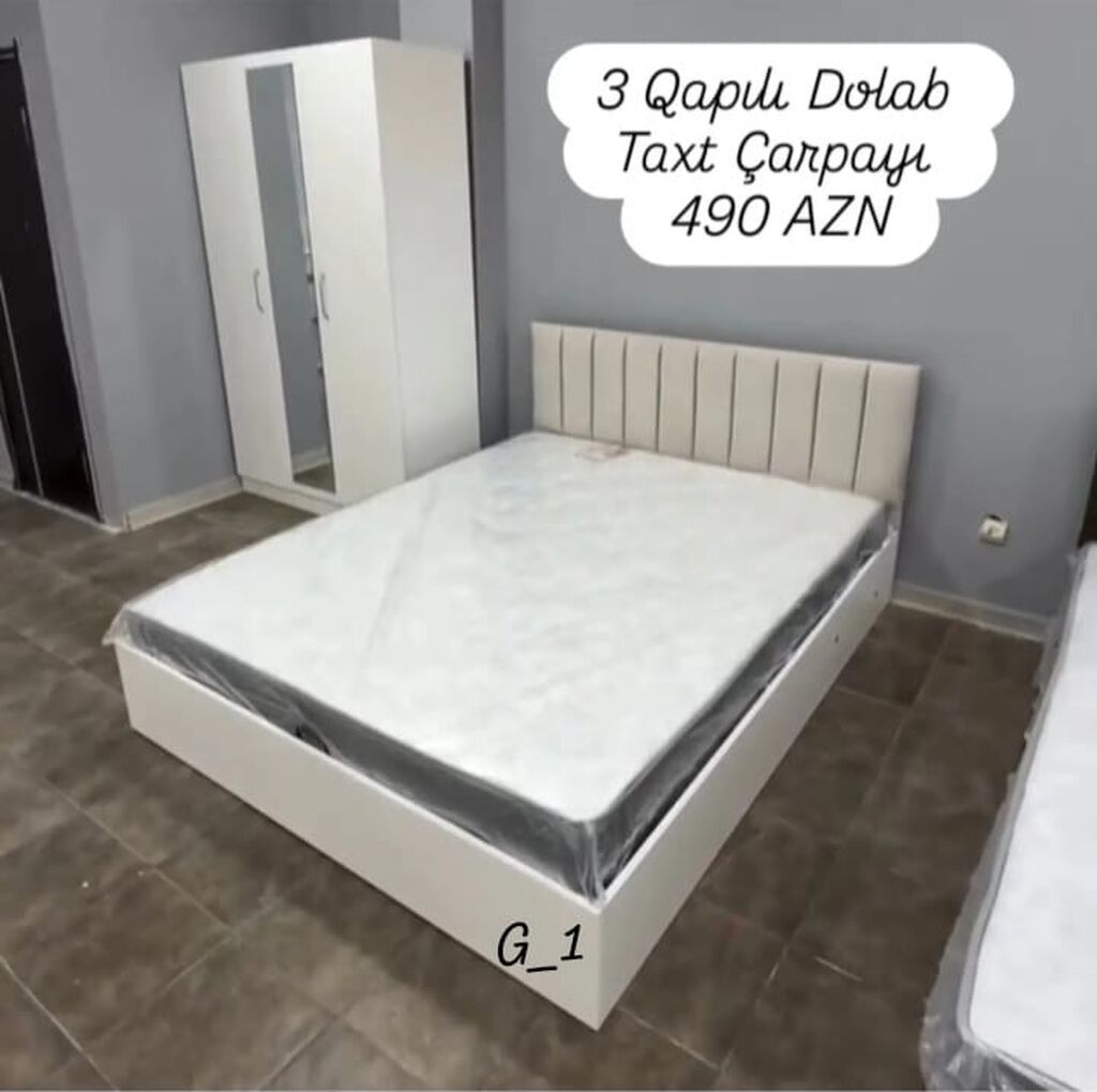Yataq otağı dəsti - 3 qapılı şkaf: orta qapıda güzgü, yanlarda — Yataq otağı mobilya dəstləri, Mehdiabad