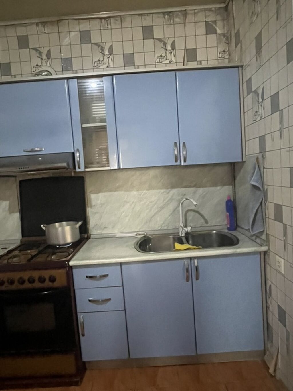 Mətbəx mebeli dəsti - Rəng: açıq mavi fasadlar, metal tutacaqlar — Mətbəx mobilyası, Digah (3)