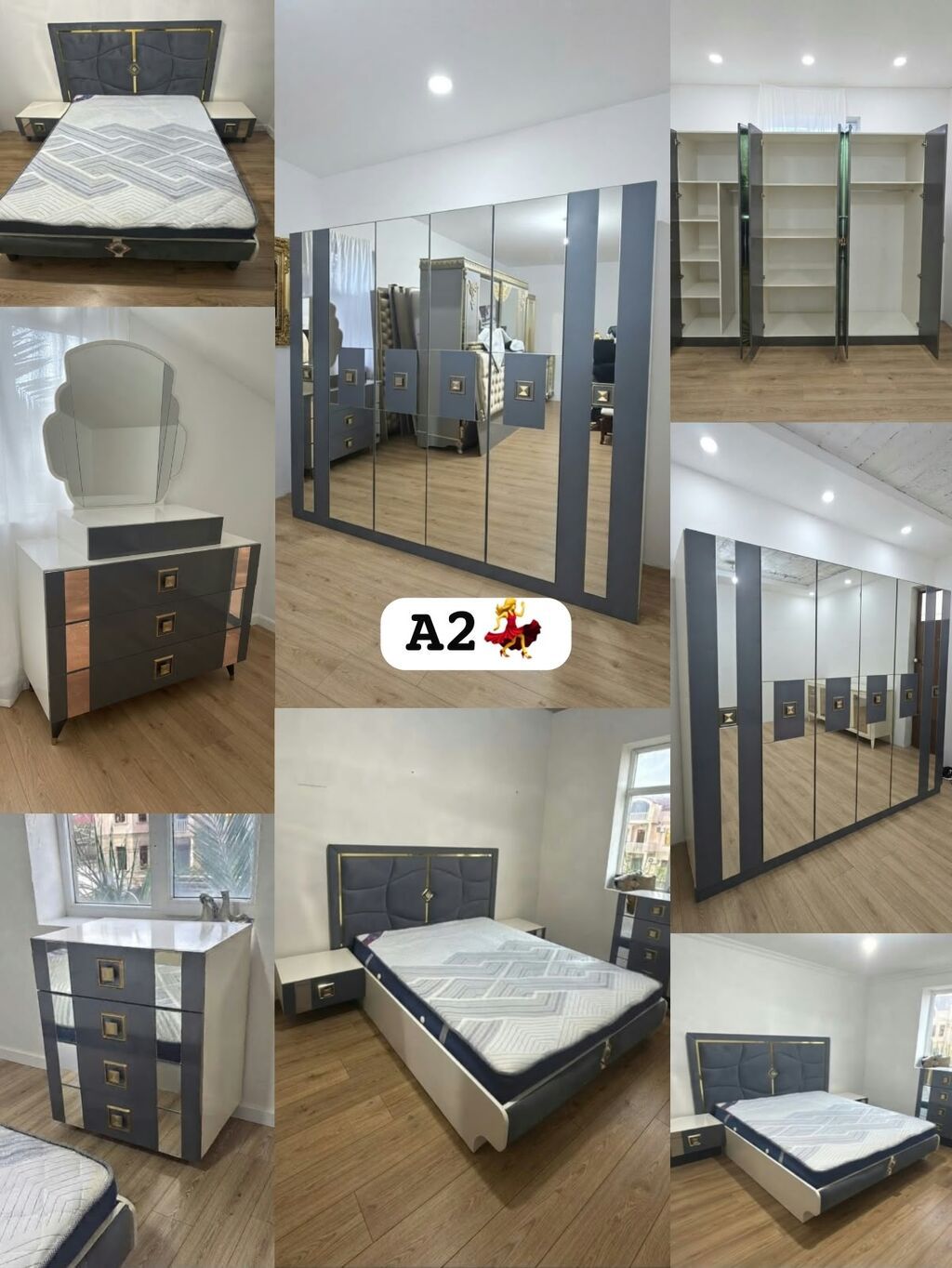 Aynur 2 – yataq otağı dəsti Komplekt: taxt (2×160), 2 ədəd tumba — Yataq otağı mobilya dəstləri, Bakı