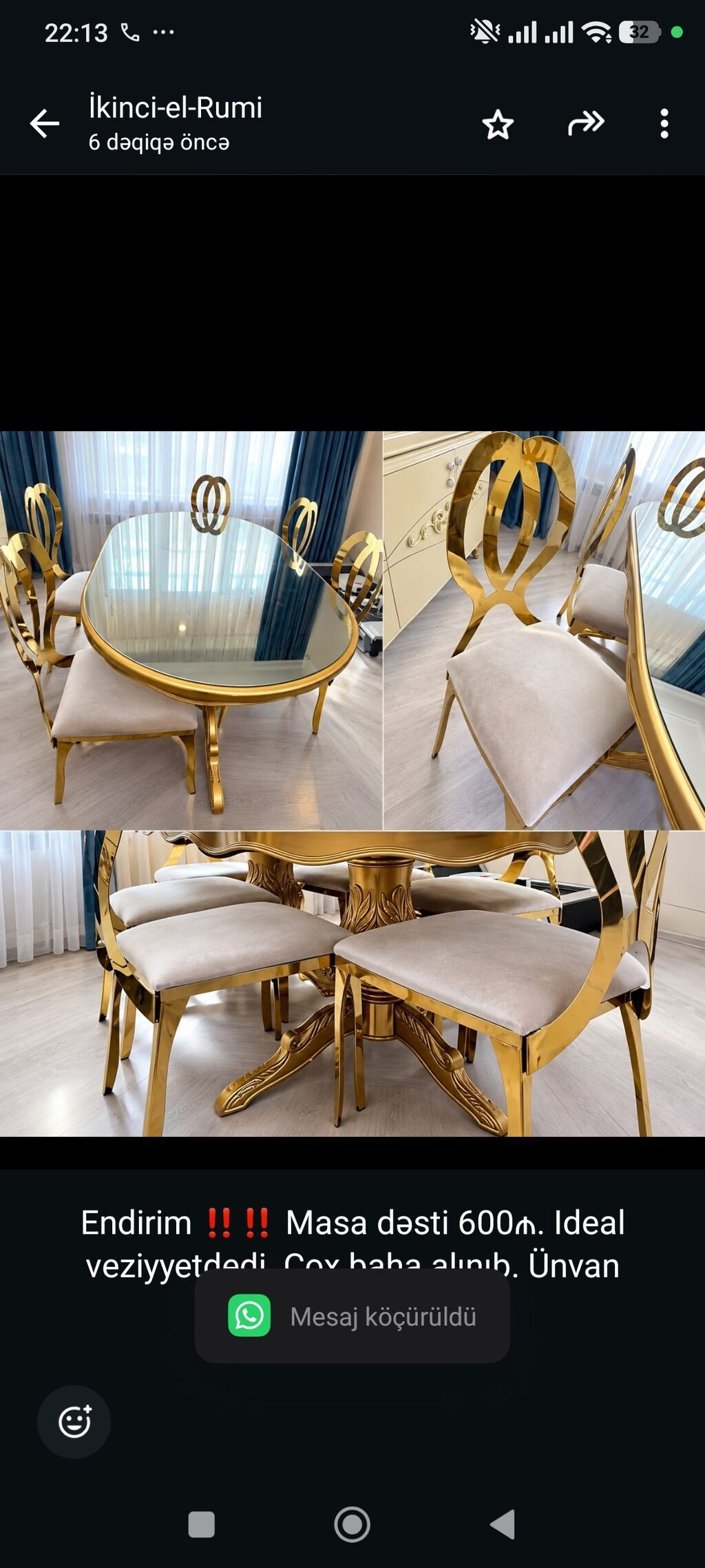 Endirim Masa dəsti 600₼. Ideal veziyyetdedi. Çox baha alınıb — Masalar və stullar, Bakı