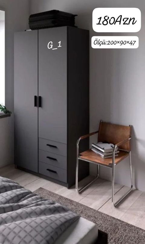 G_1 model paltar şkafı - Rəng: tünd boz/qaranlıq qrafit - Ölçü: 200 — Mehdiabad