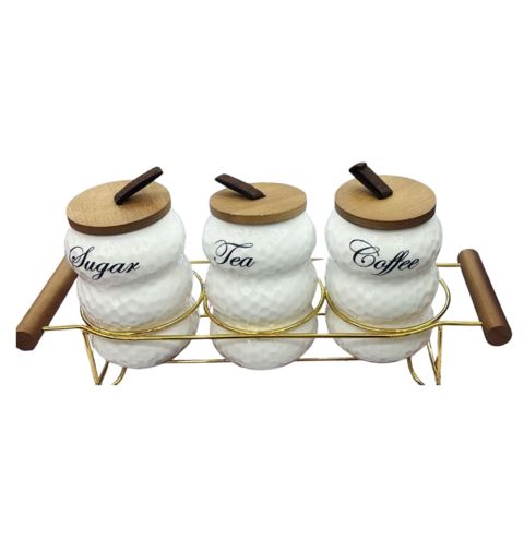 Qida məhsullarının və ədviyyatların saxlanılması üçün qab 12613, dəst, 450 ml, bambuk/keramika, 3 parça — Bakı