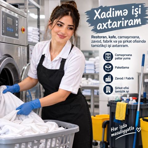 Xadimə işi axtarıram — 800 ₼ · Bakı · İş axtarıram Xadimə işi axtarıram — Bakı