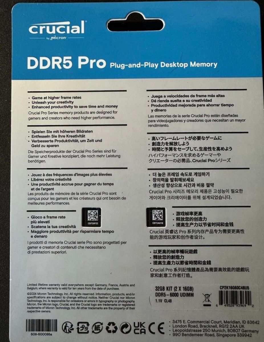 Crucial Pro DDR5 32GB (2×16GB) 6000MHz — Kompüterlər və noutbuklar, Bakı (2)