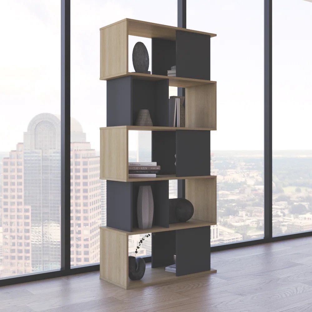Kitab rəfi Elegant Wood ZARR632, laminat, ağ/qəhvəyi, 200x90x40 sm — Mallar, Bakı (3)
