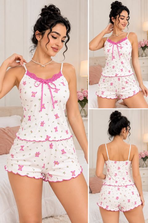 Şortlu pijama dəsti GS013, ağ, poliester, ölçü S/M — Bakı