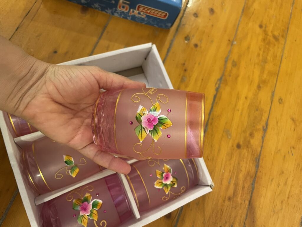 Qədəhlər, rəng - Çəhrayı, Şüşə, 6 ədədli dəst, 200 ml — Süfrə qabı, Bakı (4)
