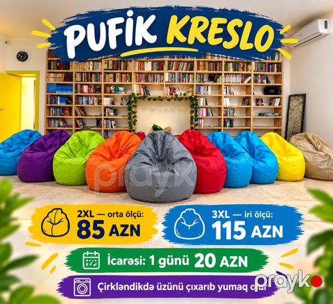 Pufik Kreslo 2XL — Göyəzən Armçeyin, Müxtəlif Rənglərdə — Bakı