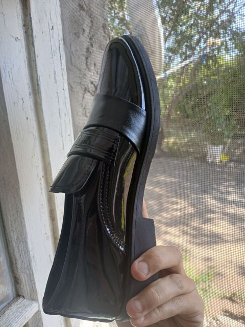 Qara laklı kişi loaferi - Model: Klasik penny loafer - Rəng: Parlaq — Goranboy