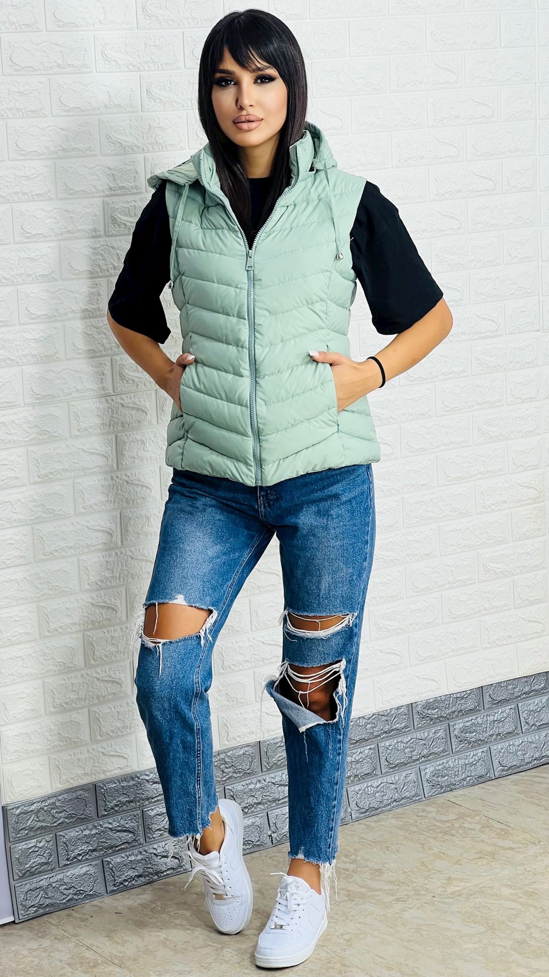 Qadınlar üçün qalın jilet 1439-70250, yaşıl, polyester, ölçü S — Mallar, Bakı