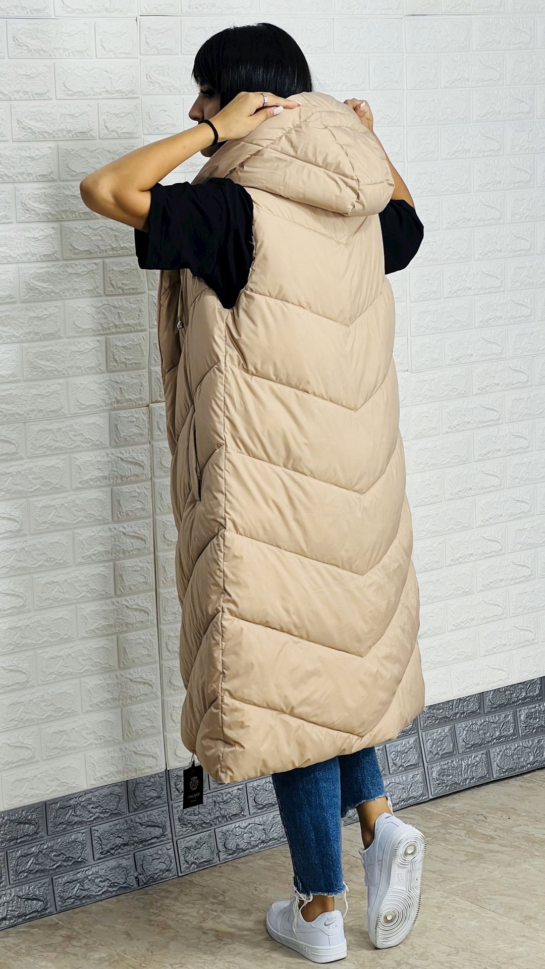 Qadınlar üçün uzun jilet 1437-71505, bej, polyester, ölçü XL — Mallar, Bakı (3)