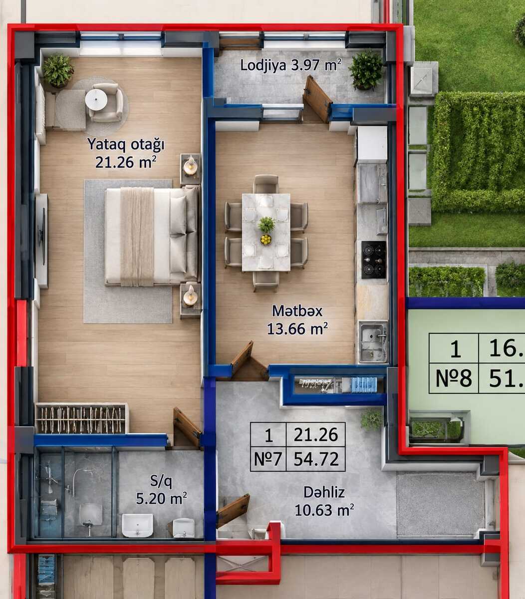 Satılır 2 otaqlı yeni tikili 54.7 m² — Mənzil, Xırdalan (2)
