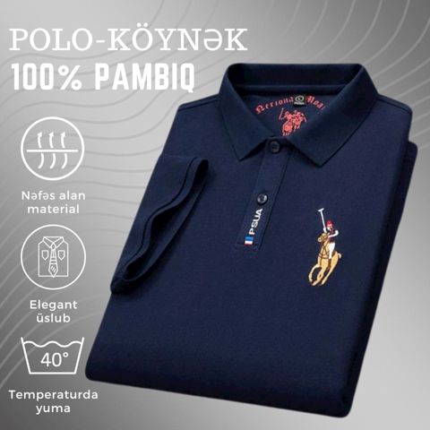 Kişilər üçün polo EB 877, tünd-göy, pambıq, ölçü 3XL — Bakı