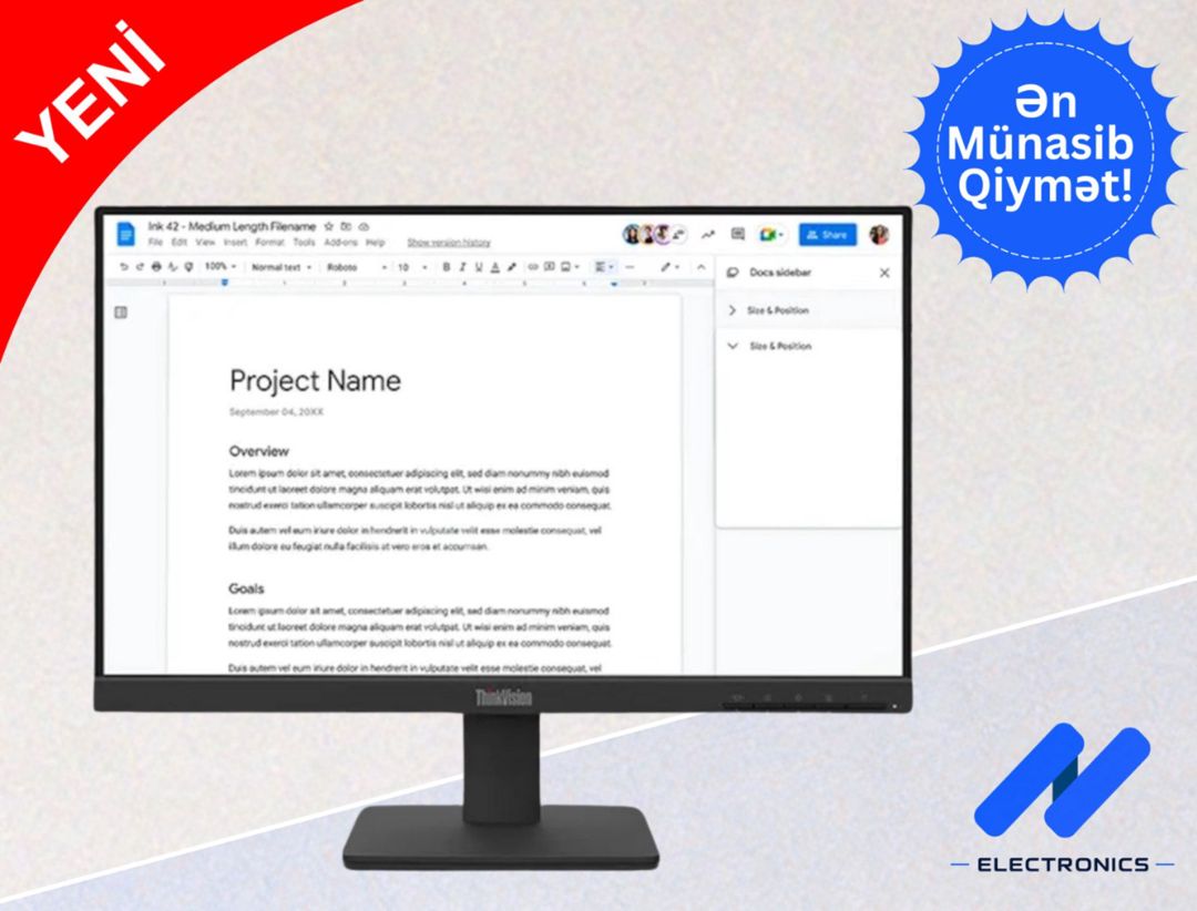 Monitor Lenovo ThinkVision S22-4E – 21.5 FHD 100Hz — Kompüterlər və noutbuklar, Bakı