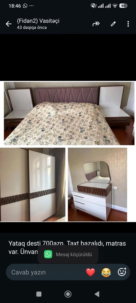 Yataq desti 700azn. Taxt bazalıdı, matras var. Ünvan Badamdar (fidan — Bakı