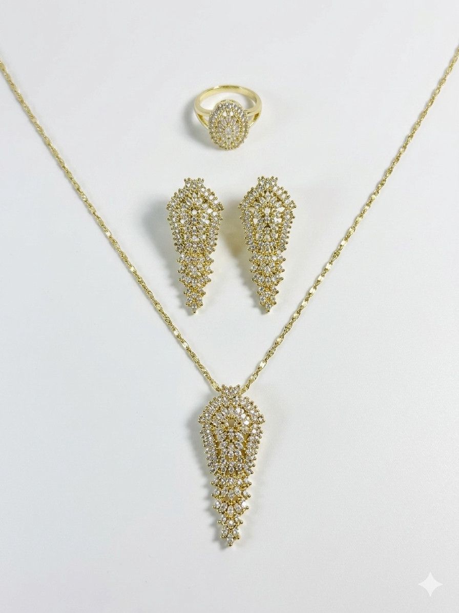 Bijuteriya dəsti Xuping Jewelry Kulonlu zəncir və sırğa və üzük Qadınlar üçün Bijuteriya ərintisi Qızılı 2026-777962 — Mallar, Bakı