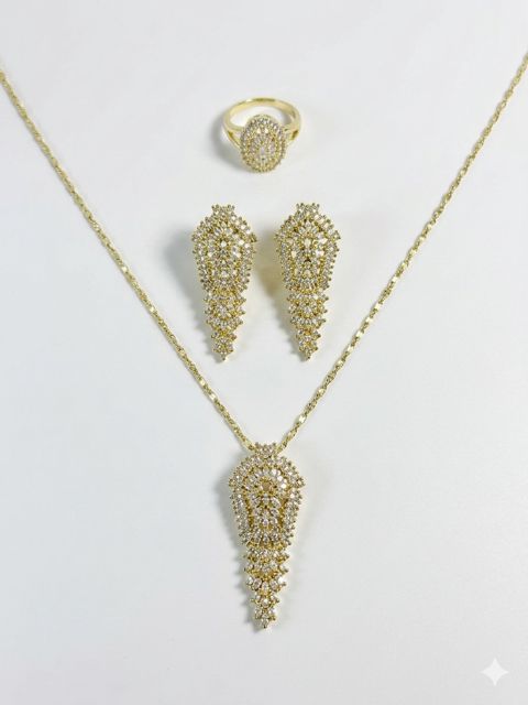 Bijuteriya dəsti Xuping Jewelry Kulonlu zəncir və sırğa və üzük Qadınlar üçün Bijuteriya ərintisi Qızılı 2026-777962 — Bakı