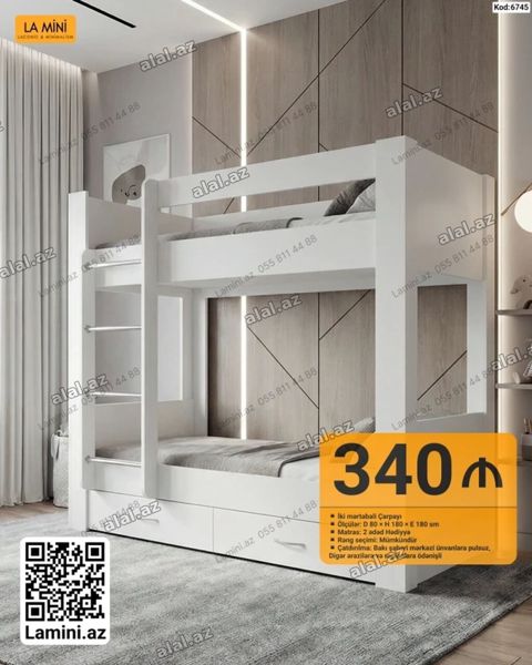 İki mərtəbəli çarpayı – kod: 6745 - Model: La Mini (Laconic & — Bakı