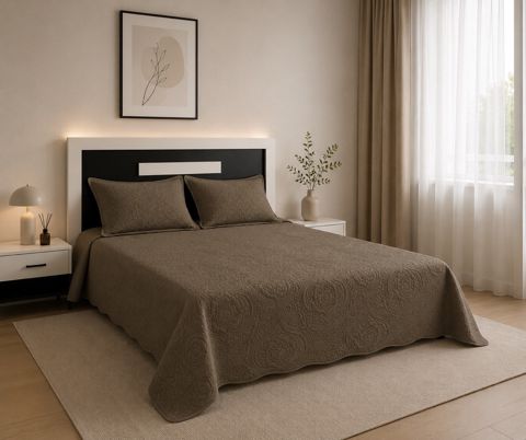 Yataq örtüyü dəsti NH01, bir nəfərlik, 170x230 sm, yastıq üzü 50x70 sm, qəhvəyi — Bakı