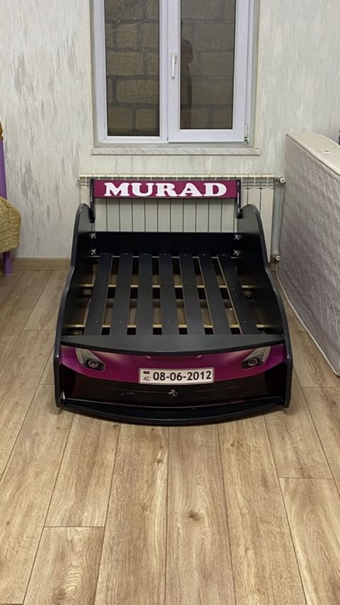 Uşaq çarpayısı – “avtomobil” dizaynlı model - Rəng: bənövşəyi/çəhrayı — Bakı