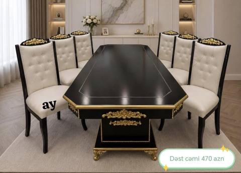 Klassik üslubda yemək otağı dəsti - Komplekt: 1 ədəd böyük düzbucaqlı — mebel_divan_sifarisle_ugur — Үстелдер және орындықтар