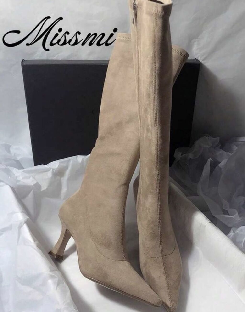 Qadın dizə qədər uzun çəkmə – Missmi - Model: incə burunlu, dizə — Çəkmə, Bakı (2)
