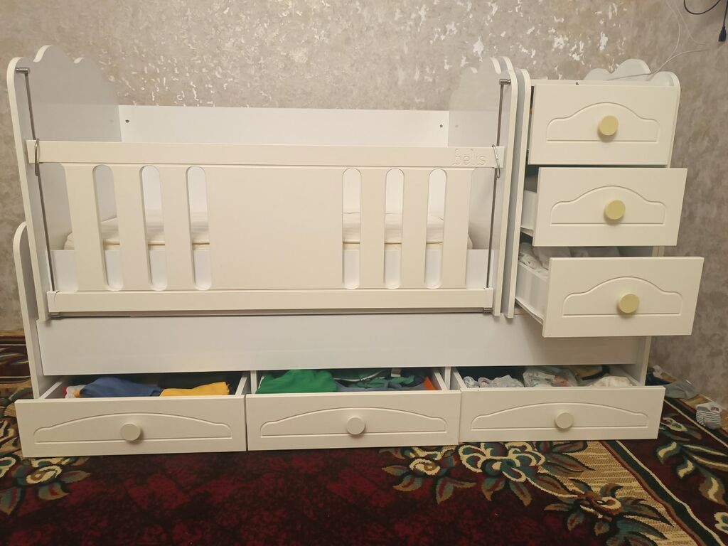 Uşaq beşiyi-komodlu transformator - Rəng: krem/ivory ağ - Material — Bəşikləri, Digah (4)