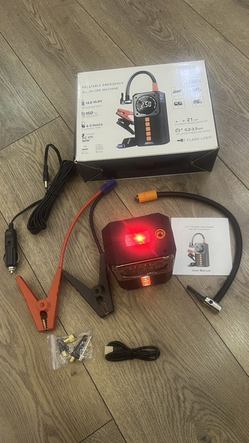 2‑si 1‑də Portativ Jump Starter + Hava Kompressoru Xüsusiyyətlər — Avtomobil aləti, Bakı (2)