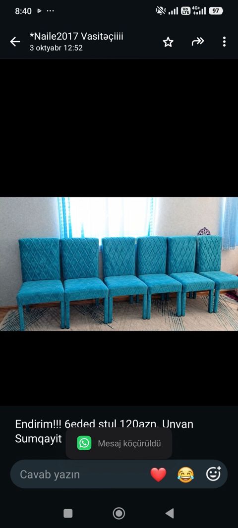Endirim 6eded stul 120azn. Unvan Sumqayit *N17 — Bakı