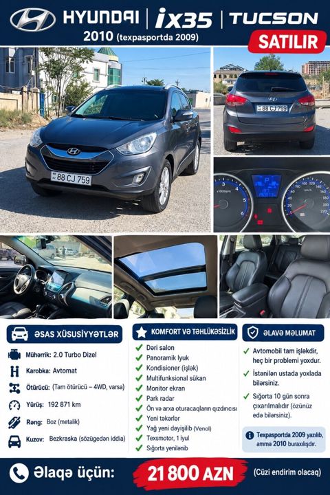 Hyundai Tucson, 2010 il — Bakı