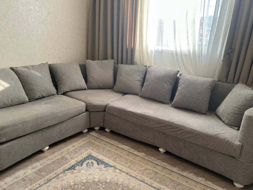 Künc divanı – L formalı, çoxoturacaqlı model - Rəng: neytral boz — Divanlər, Bakı (2)