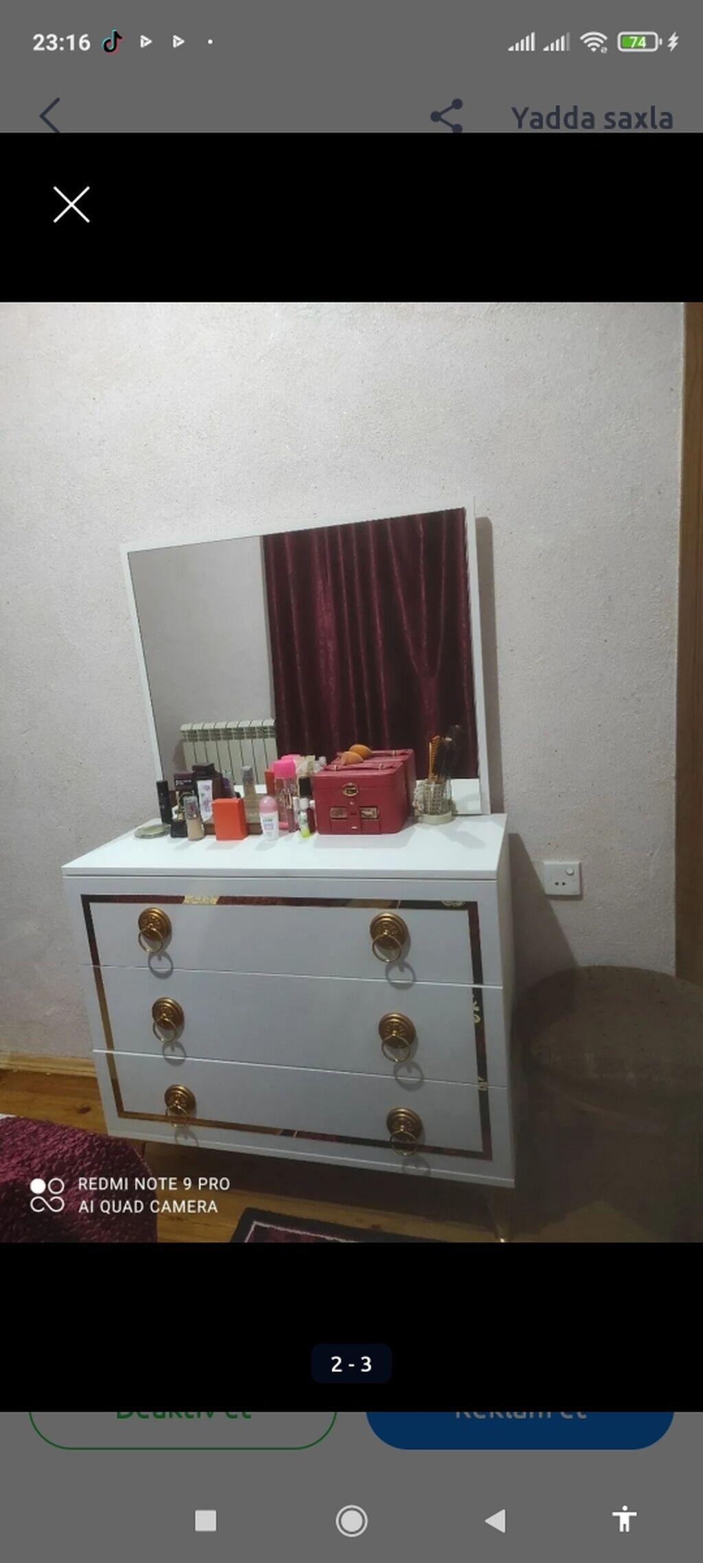Ağ-qızılı detallarla klassik üslubda yataq dəsti. Komplekt: - Tək — Yataq otağı mobilya dəstləri, Bakı (2)