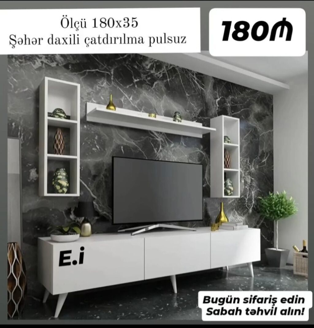 TV stendləri – bir neçə model və rəng - Ümumi ölçü: 180 sm (bəzi — Televizor altlıqları və standlar, Bakı (2)