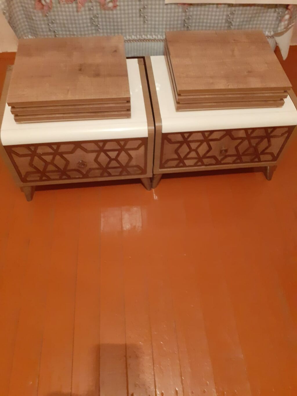 İki ədəd dekorativ tumbaların dəsti - Material: ağ və təbii ağac — Komodlar və tumbalı, Sumqayıt (2)