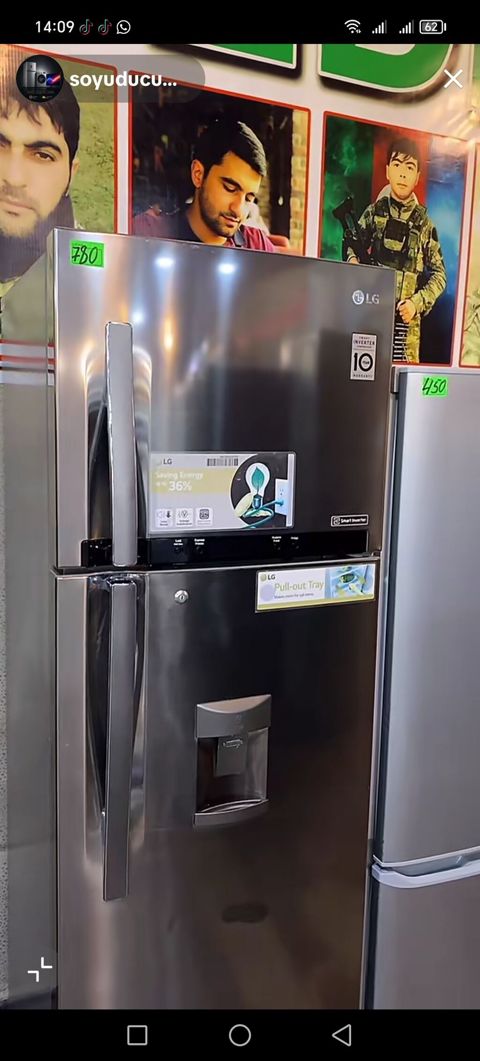 LG iki qapılı soyuducu (üst dondurucu) - Rəng: paslanmayan — Digah