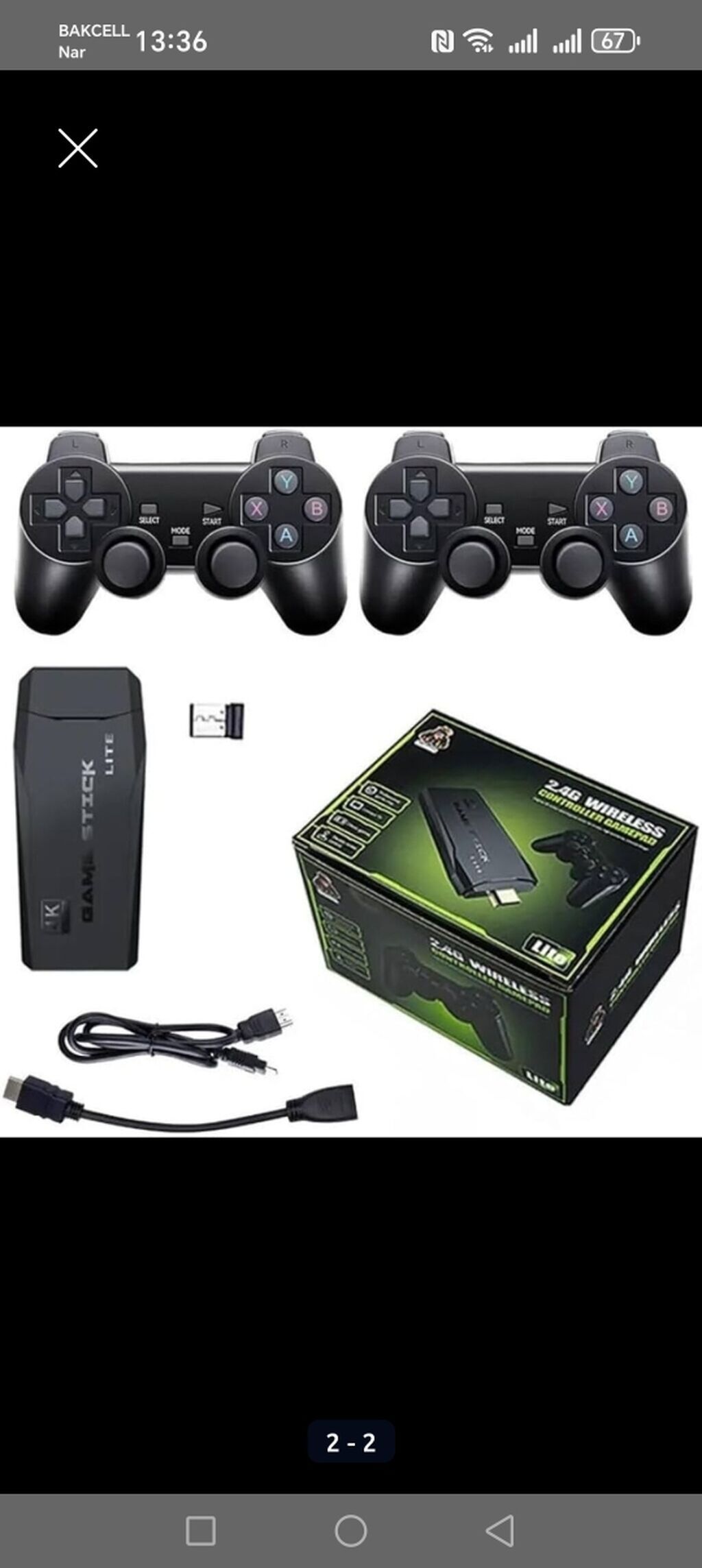 Game Stick Lite – TV-yə qoşulan mini oyun konsolu dəsti — Oyunlar, konsollər və proqramlar, Bakı (2)
