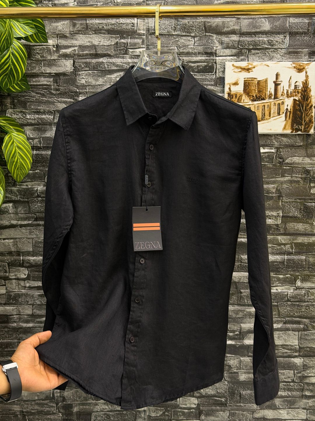 Uzunqol köynək kişilər üçün 2238277, tünd yaşıl, kətan, ölçü 2XL — Mallar, Bakı
