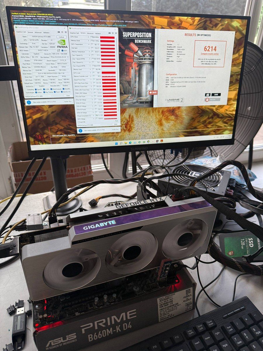 Video kart Gigabyte RTX 3080 Vision OC 10GB — Kompüterlər və noutbuklar, Bakı (5)