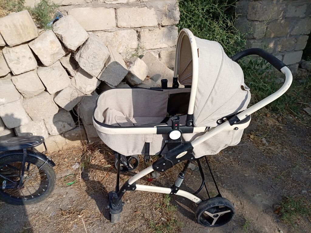 Uşaq arabası – carrycot/lyulka tipli, bej rəngdə - Geniş lyulka — Arabalalar, Sanqaçal (4)