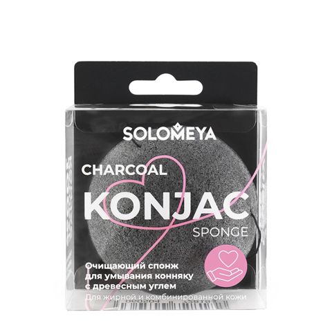 Üz yuma üçün süngər Solomeya Charcoal Konjac, qara — Bakı