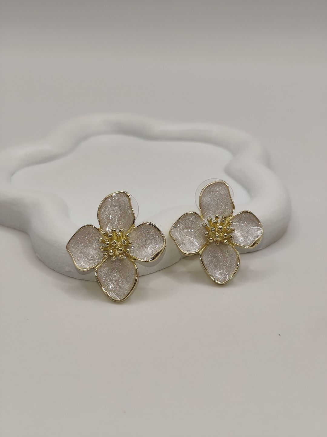 Sırğa, Qızılı/Bej, Bijuteriya ərintisi, 26 mm — Mallar, Bakı (2)