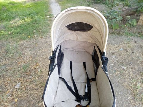 Uşaq arabası – carrycot/lyulka tipli, bej rəngdə - Geniş lyulka — Sanqaçal