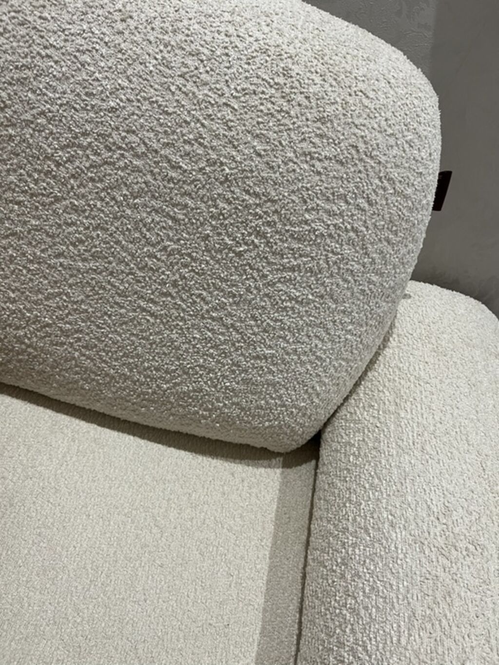 Bucaqlı yumşaq künc divan – bouclé tipli toxumalı krem rəng parça — Divanlər, Masazır (2)