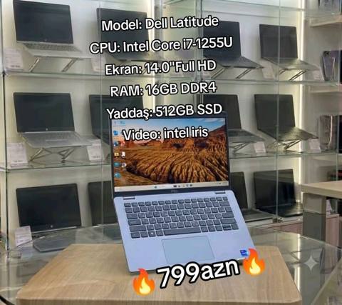Dell Latitude noutbuk - Prosessor: Intel Core i7-1255U (10 nüvə/12 — Bakı