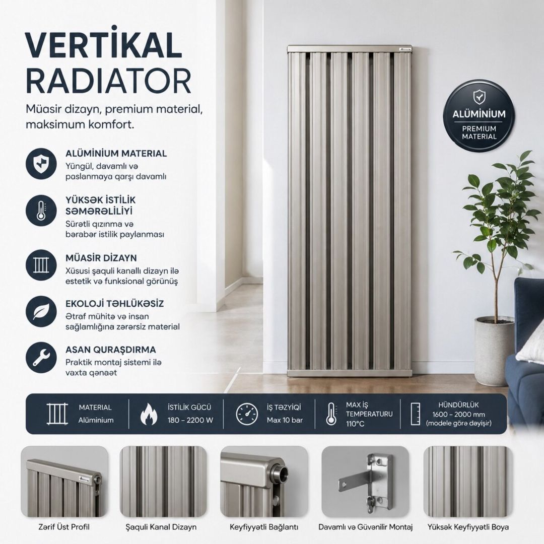 Vertikal radiatorlar — Təmir və inşaat, Bakı (6)