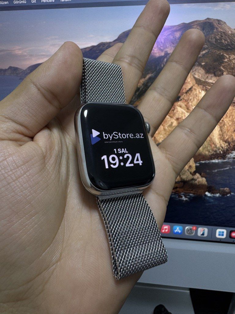 Apple Watch Series 7 Titanium Cellular Silver 45mm — Ağıllı saatlar və biləkliklər, Bakı (2)