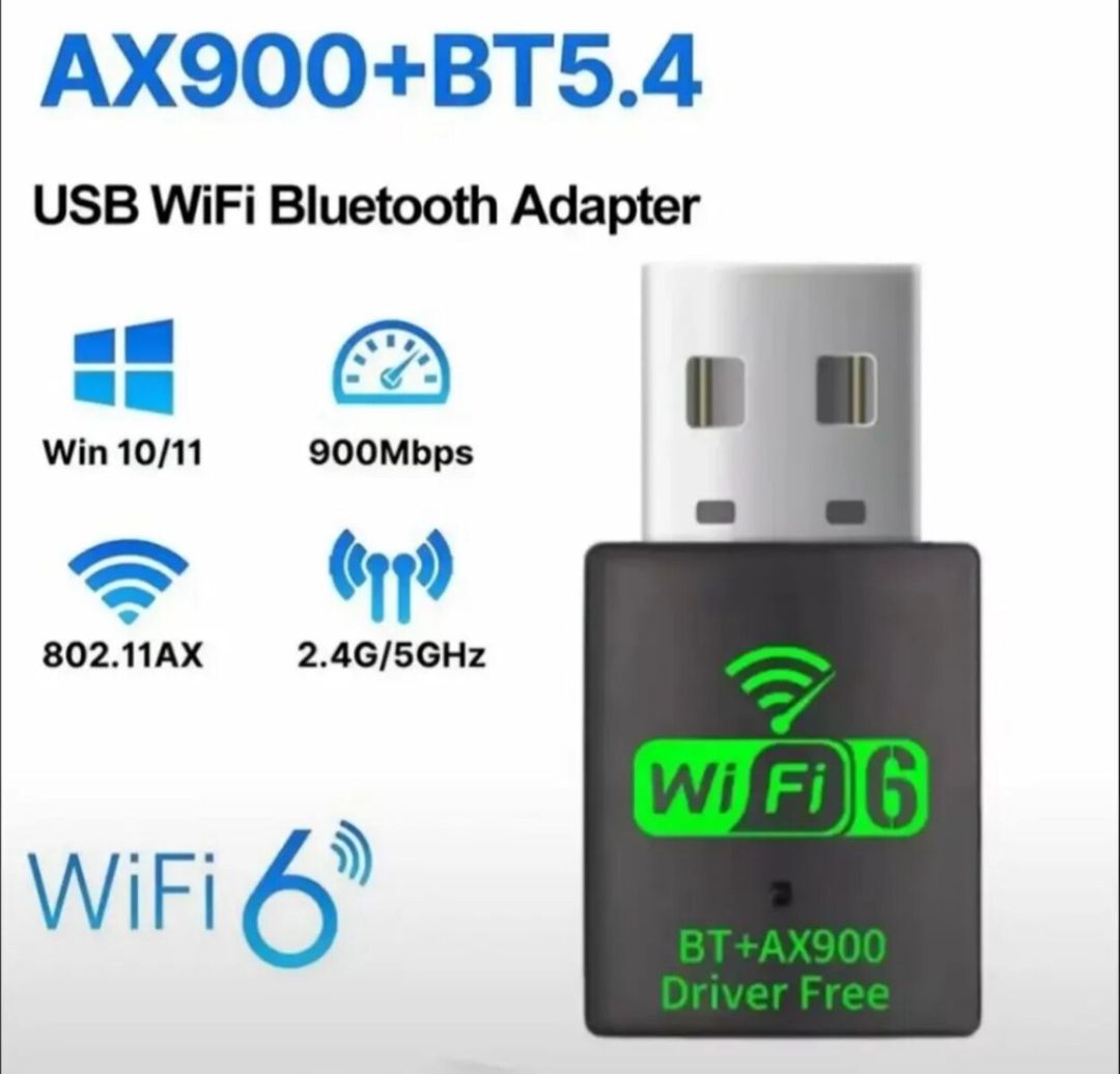 USB Wi-Fi + Bluetooth Adapter – AX900 + BT5.4 — Şəbəkə və server avadanlığı, Bakı (2)